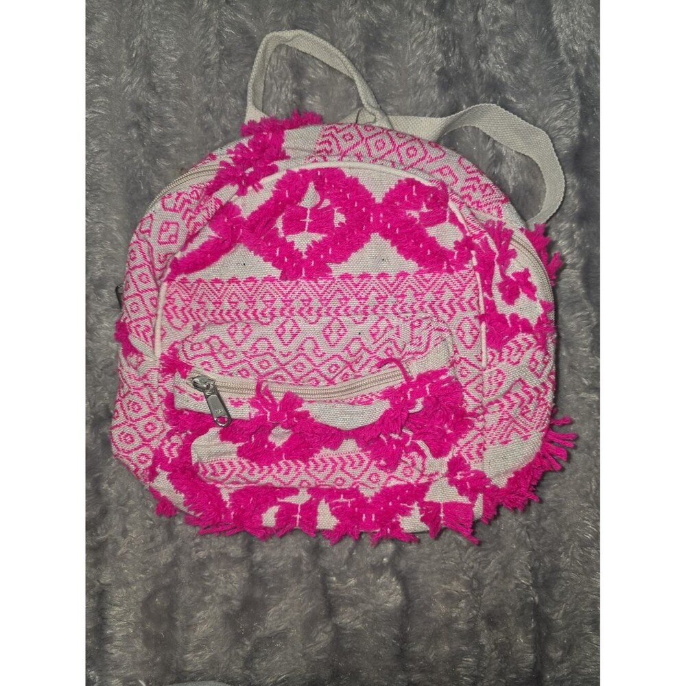 Pink and cream Indian mini Backpack purse bag tote!